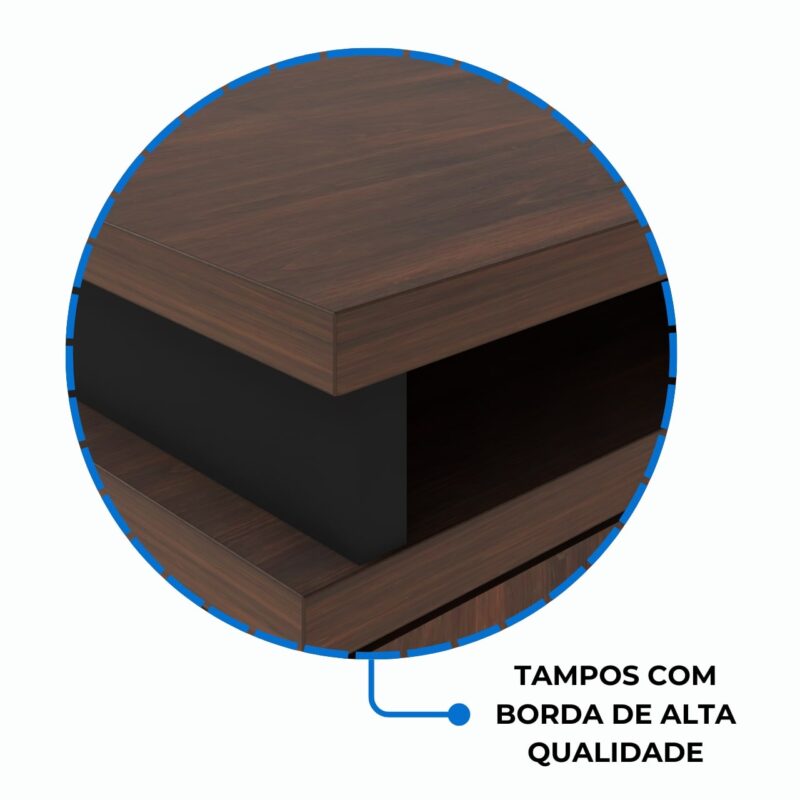 Móveis para Escritório Mesa Escritório em "L" - 1,50x1,50m (Extensível) - com Armário Misto (03 Gav.) MARSALA/PRETO - 23482