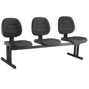 Longarina EXECUTIVA Costurada 03 Lugares - Cor Preta - 33103