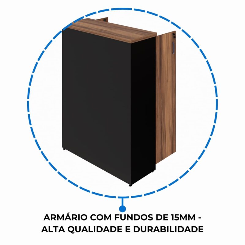 Móveis para Escritório Armário Alto Credenza com Nicho - 1,61x1,20x0,45m NOGAL SEVILHA/PRETO - 21415