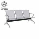 Longarina AEROPORTO com 03 Lugares - Cor Cromado - BELLA CHAIR - 33108