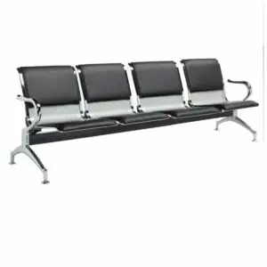 Longarina AEROPORTO ESTOFADA com 04 Lugares - Cor Cromada - BLUME - 33112