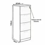 Móveis para Escritório Arquivo 04 Gavetas Pasta Suspensa - 1,28x0,46x0,45m NOGAL SEVILHA/PRETO - 21410