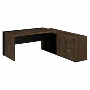 Móveis para Escritório Mesa PRESIDENTE c/ Armário Pedestal - 1,82x1,80m MARSALA / PRETO - 23483 Móveis para Escritório Mesa PRESIDENTE c/ Armário Pedestal - 1,82x1,80m MARSALA / PRETO - 23483