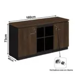 Móveis para Escritório Armário Baixo GOLD Credenza - 1,60x0,72x0,45m MARSALA/PRETO - 23501