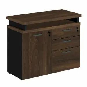 Móveis para Escritório Armário Baixo 03 Gavetas e Porta (MISTO) MARSALA/PRETO - 51007