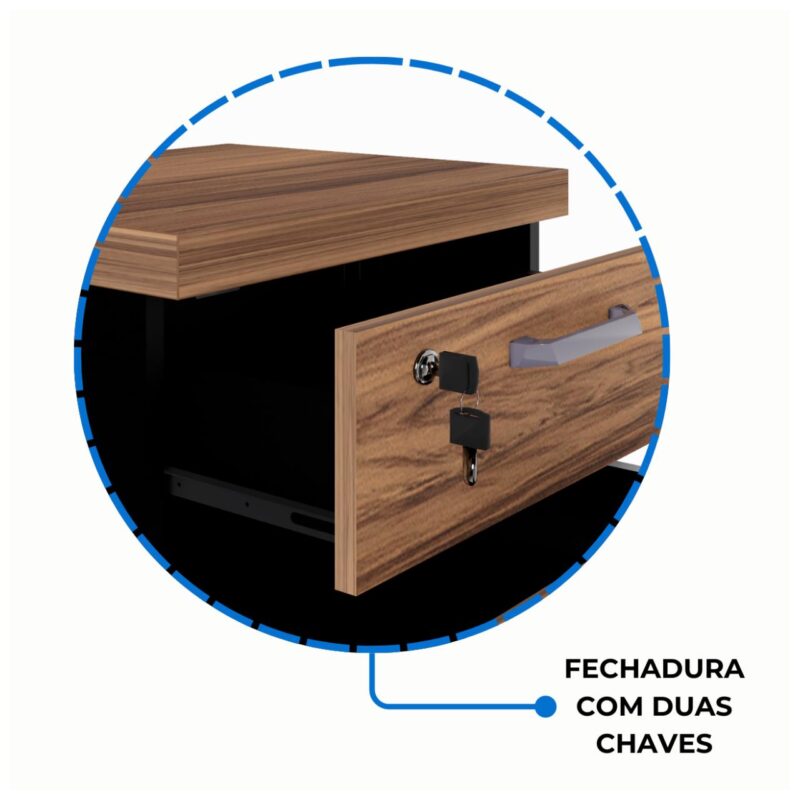 Móveis para Escritório Gaveteiro Volante 03 Gav - 0,68x0,46x0,40m NOGAL SEVILHA/PRETO - 21409