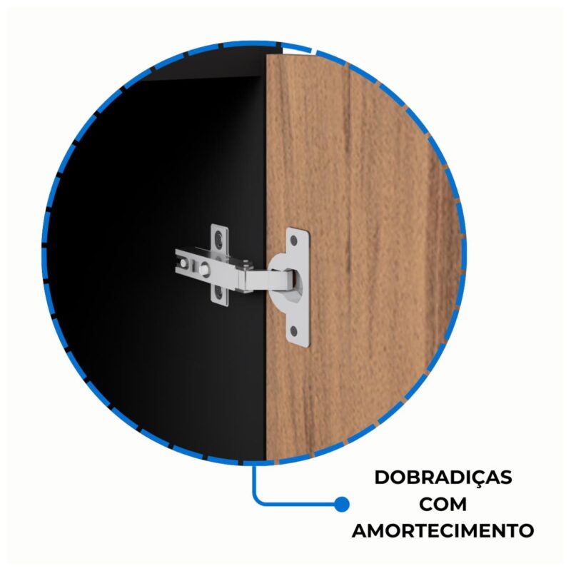 Móveis para Escritório Armário Alto Credenza com Nicho - 1,61x1,20x0,45m NOGAL SEVILHA/PRETO - 21415