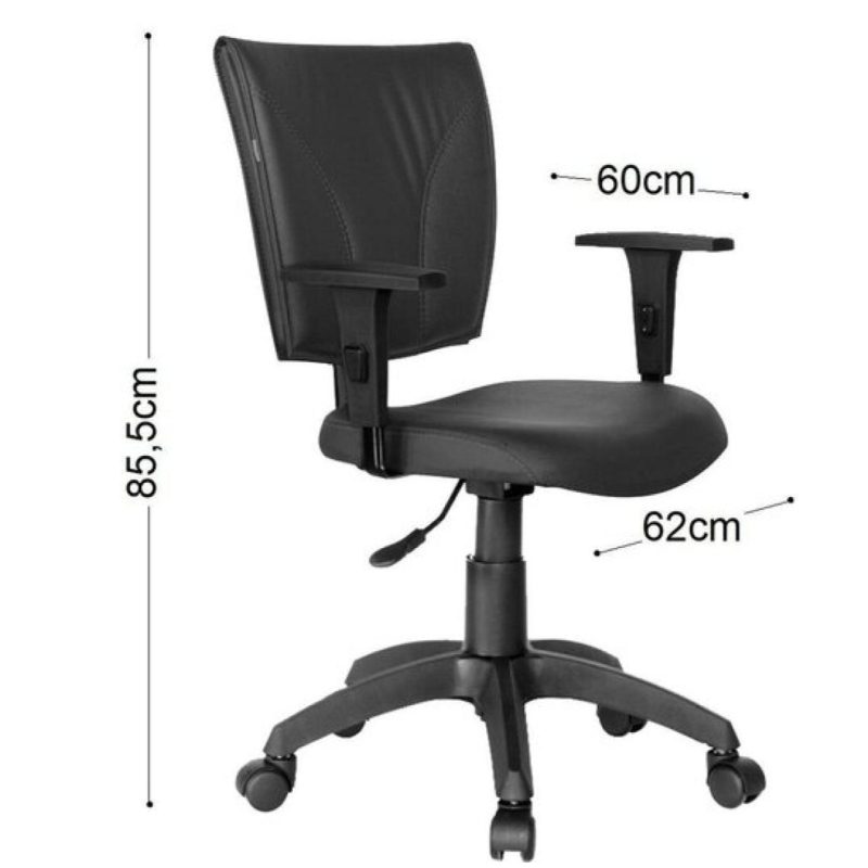 Cadeira Escritório Cadeira B-ONE Giratória com Braços Reguláveis - Corino Preto - 31009
