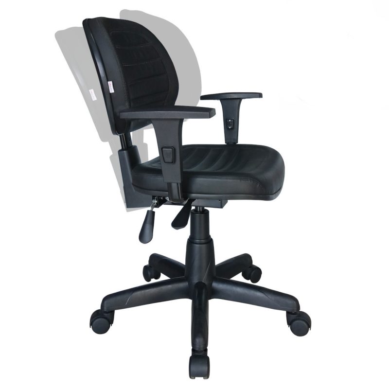 Cadeira Escritório Cadeira Executiva Back System COSTURADA com Braços Reguláveis - Cor Preta - 31008 Cadeira Escritório Cadeira Executiva Back System COSTURADA com Braços Reguláveis - Cor Preta - 31008