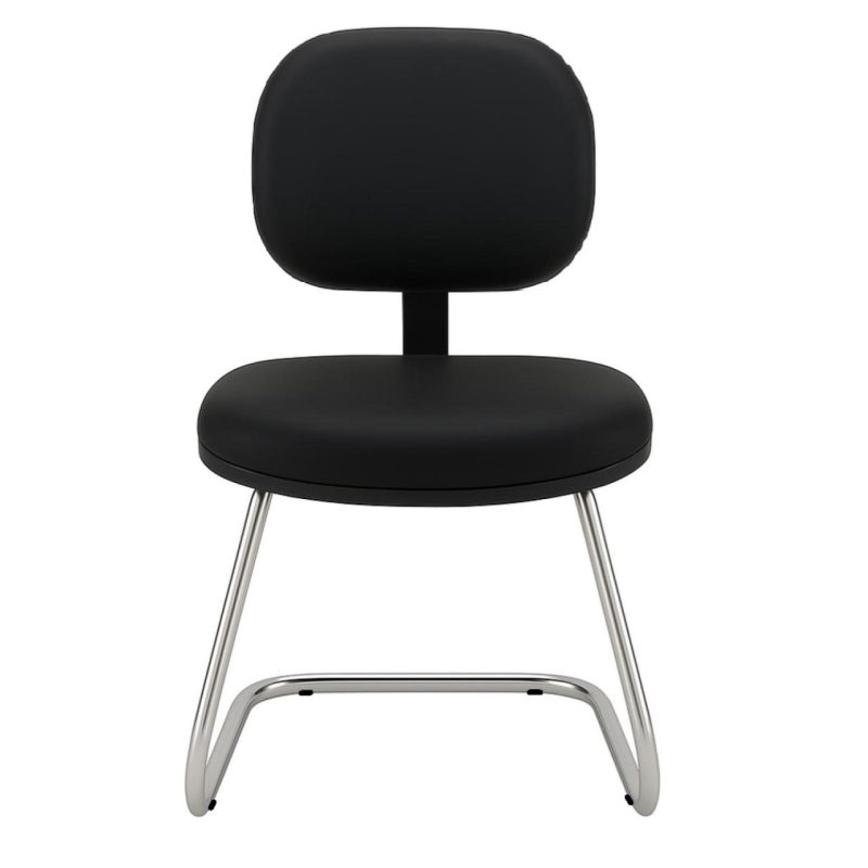 Cadeiras Cadeira Executiva LISA Base em "S" CROMADA - Corino Preto - 31015