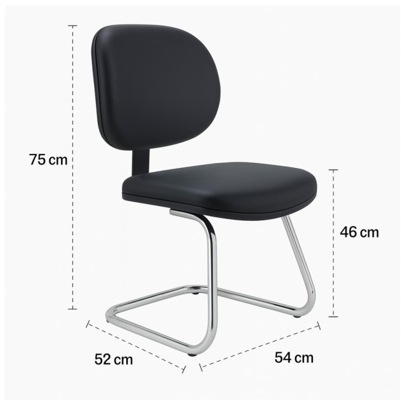 Cadeiras Cadeira Executiva LISA Base em "S" CROMADA - Corino Preto - 31015