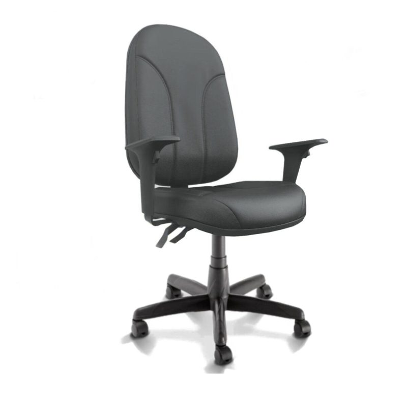Cadeira Escritório Cadeira Presidente PLUS BACK SYSTEM Baixa Costurada c/ Braços Reguláveis - Corino Preto 32974 Cadeira Escritório Cadeira Presidente PLUS BACK SYSTEM Baixa Costurada c/ Braços Reguláveis - Corino Preto 32974