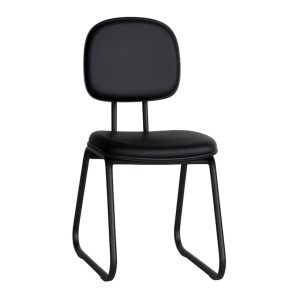 Cadeira Secretária Trapézio - Corino Preto - Pollo Móveis - 31103