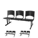 Kit 03 longarinas PLÁSTICAS 03 Lugares - Cor PRETO 23001