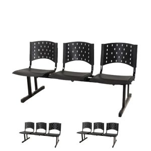 Kit 03 longarinas PLÁSTICAS 03 Lugares - Cor PRETO 23001