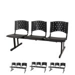 Kit Móveis Kit 04 longarinas PLÁSTICAS 03 Lugares - Cor PRETO 23002