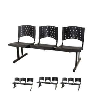 Kit 04 longarinas PLÁSTICAS 03 Lugares - Cor PRETO 23002