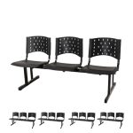 Kit Móveis Kit 05 longarinas PLÁSTICAS 03 Lugares - Cor PRETO 23003