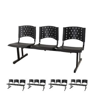 Kit 05 longarinas PLÁSTICAS 03 Lugares - Cor PRETO 23003