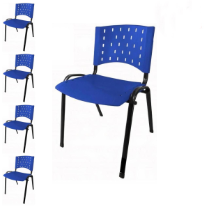 Kit 05 Cadeiras Plásticas 04 pés - COR AZUL - 24002