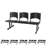 Kit Móveis Kit 06 longarinas PLÁSTICAS 03 Lugares - Cor PRETO 23004