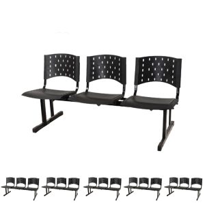 Kit 06 longarinas PLÁSTICAS 03 Lugares - Cor PRETO 23004