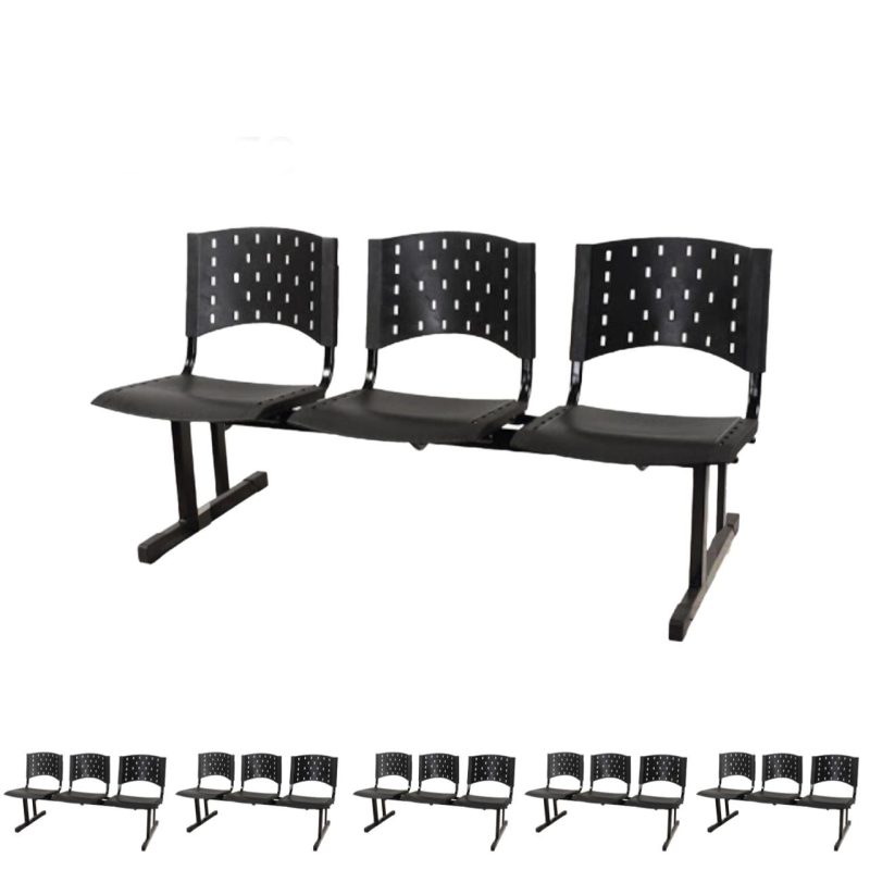 Kit Móveis Kit 06 longarinas PLÁSTICAS 03 Lugares - Cor PRETO 23004 Kit Móveis Kit 06 longarinas PLÁSTICAS 03 Lugares - Cor PRETO 23004