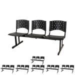 Kit Móveis Kit 07 longarinas PLÁSTICAS 03 Lugares - Cor PRETO 23005