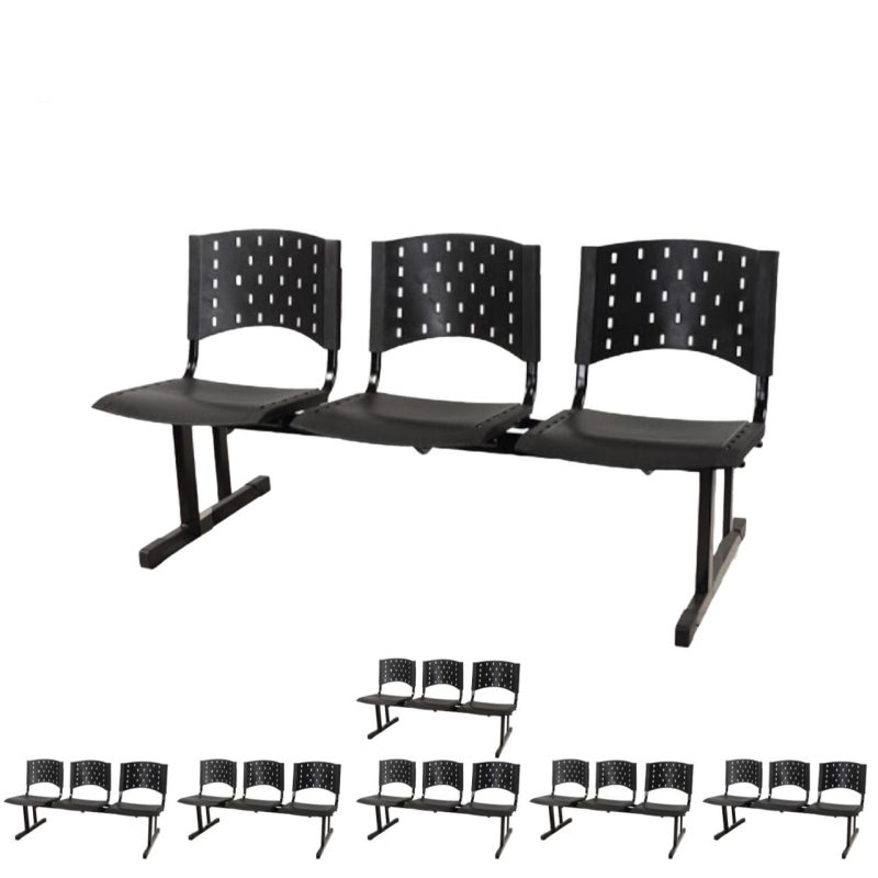 Kit Móveis Kit 07 longarinas PLÁSTICAS 03 Lugares - Cor PRETO 23005 Kit Móveis Kit 07 longarinas PLÁSTICAS 03 Lugares - Cor PRETO 23005