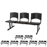 Kit Móveis Kit 08 longarinas PLÁSTICAS 03 Lugares - Cor PRETO 23006