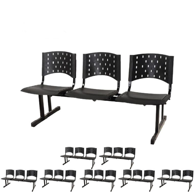 Kit Móveis Kit 08 longarinas PLÁSTICAS 03 Lugares - Cor PRETO 23006 Kit Móveis Kit 08 longarinas PLÁSTICAS 03 Lugares - Cor PRETO 23006