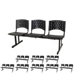 Kit Móveis Kit 09 longarinas PLÁSTICAS 03 Lugares - Cor PRETO 23007