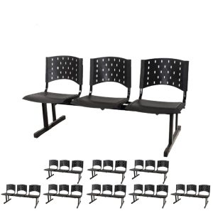 Kit 09 longarinas PLÁSTICAS 03 Lugares - Cor PRETO 23007