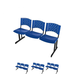 Kit 04 longarinas PLÁSTICAS 03 Lugares - COR AZUL  23011