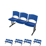 Kit Móveis Kit 05 longarinas PLÁSTICAS 03 Lugares - COR AZUL  23012