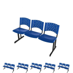 Kit Móveis Kit 06 longarinas PLÁSTICAS 03 Lugares - COR AZUL  23013