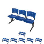 Kit Móveis Kit 07 longarinas PLÁSTICAS 03 Lugares - COR AZUL  23014