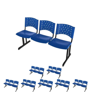 Kit 08 longarinas PLÁSTICAS 03 Lugares - COR AZUL  23015