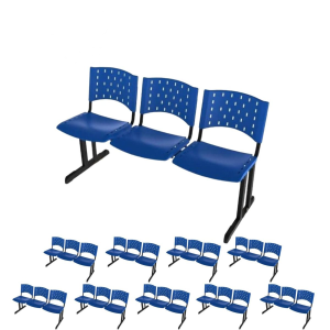 Kit 10 longarinas PLÁSTICAS 03 Lugares - COR AZUL  23017