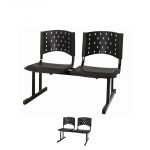 Kit Móveis Kit 02 Cadeiras Longarinas PLÁSTICAS 02 Lugares - Cor PRETA 23018