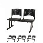 Kit Móveis Kit 04 Cadeiras Longarinas PLÁSTICAS 02 Lugares - Cor PRETA 23020