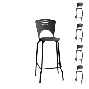 KIT 05 Banquetas Fixa Alta Piacere - Cor Preto - 34107