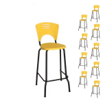 Cadeira Escritório KIT 10 Banquetas Fixa Alta Piacere - Cor Amarelo - 34113