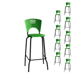 Cadeira Escritório KIT 10 Banquetas Fixa Alta Piacere - Cor Verde - 34110