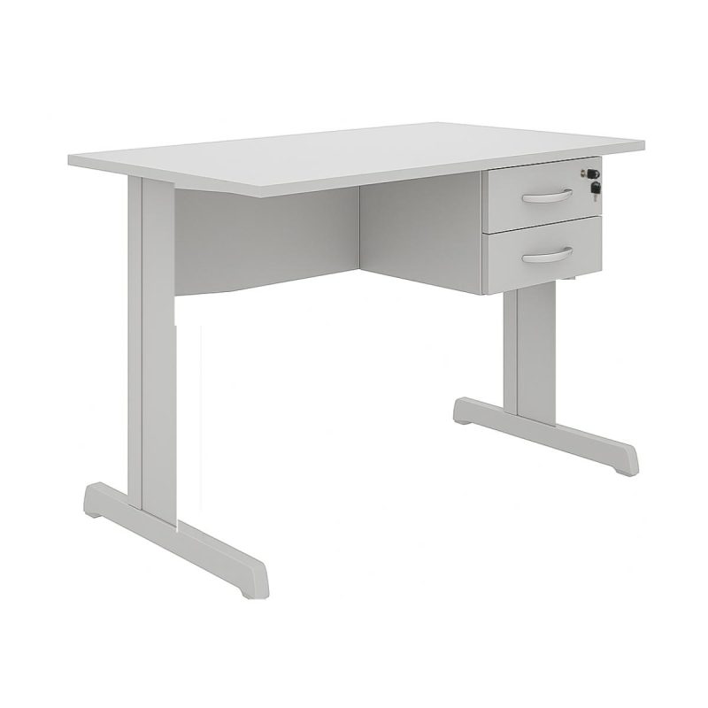 Mesa Escritório 1,20x0,60m - Com Gavetas - MAXXI - CINZA/CINZA - 53084