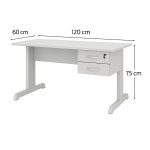 Mesa Escritório 1,20x0,60m - Com Gavetas - MAXXI - CINZA/CINZA - 53084