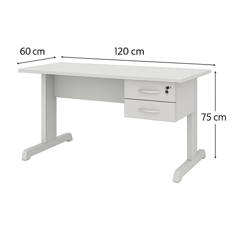 Mesa Escritório 1,20x0,60m - Com Gavetas - MAXXI - CINZA/CINZA - 53084