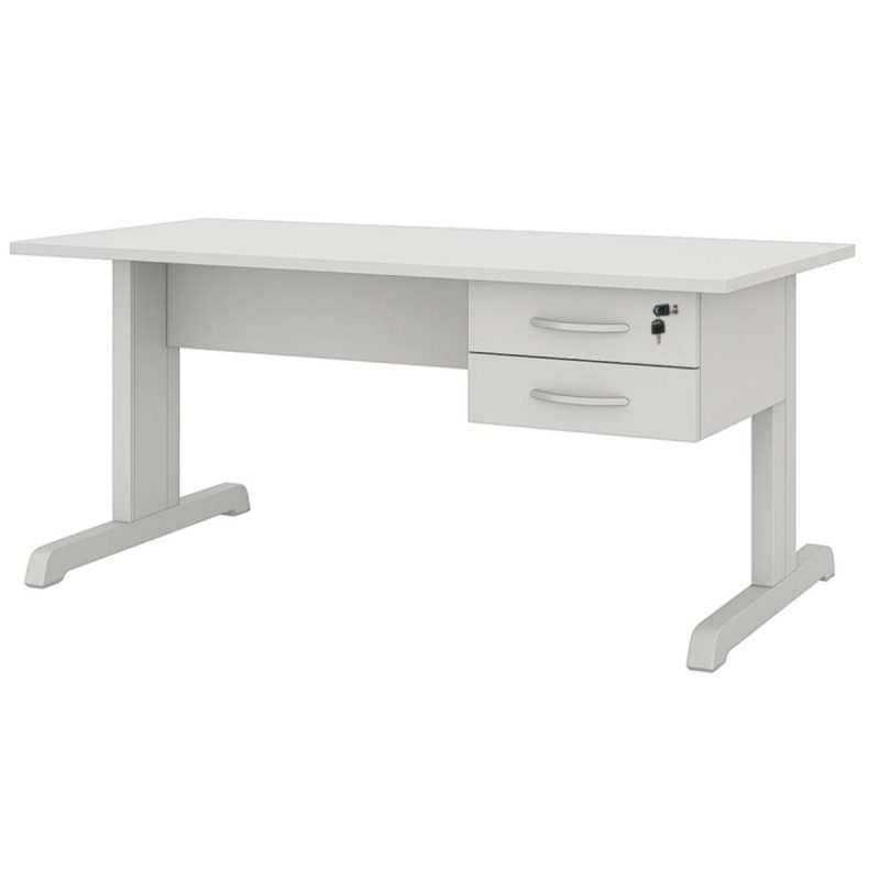Mesa Escritório 1,50x0,60m com GAVETAS - MAXXI - CINZA/CINZA - 53082