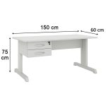 Mesa Escritório 1,50x0,60m com GAVETAS - MAXXI - CINZA/CINZA - 53082