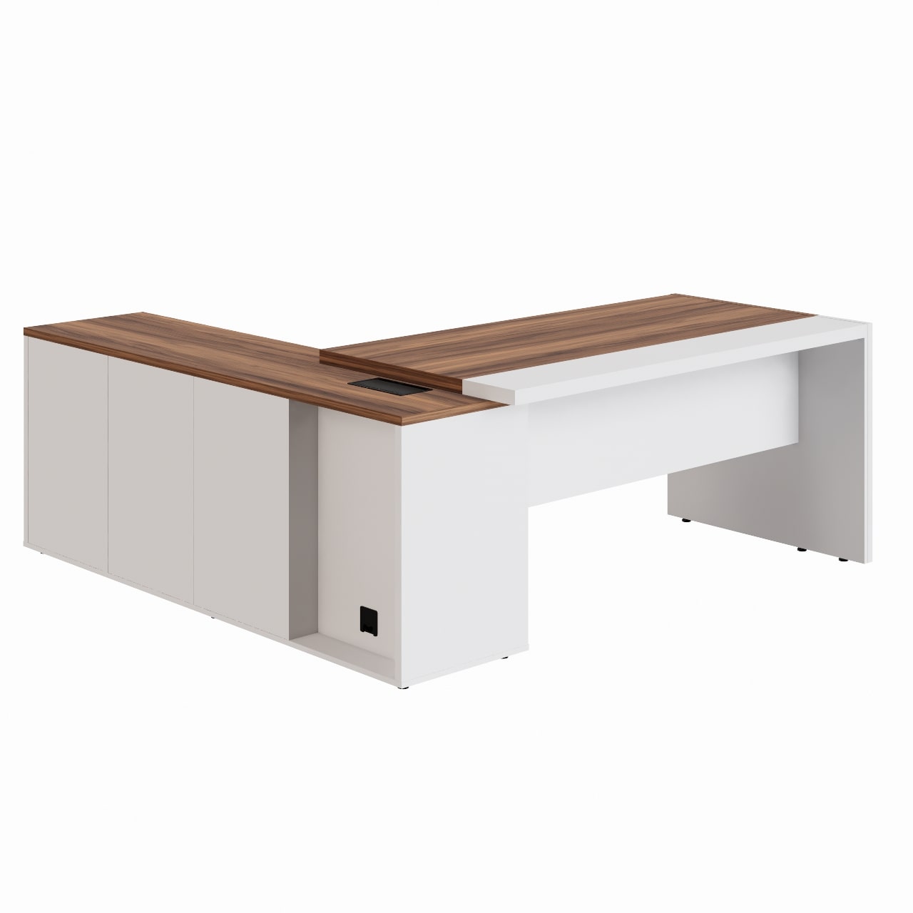 Mesa Escritório PRESIDENTE c/ Armário Pedestal - 1,82x1,80m - WORK START - NOGAL SEVILHA/BRANCO - 34602